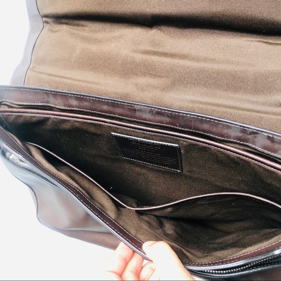 Coach Messenger Bag Brown Leather Laptop Bag - Picture 8 of 9